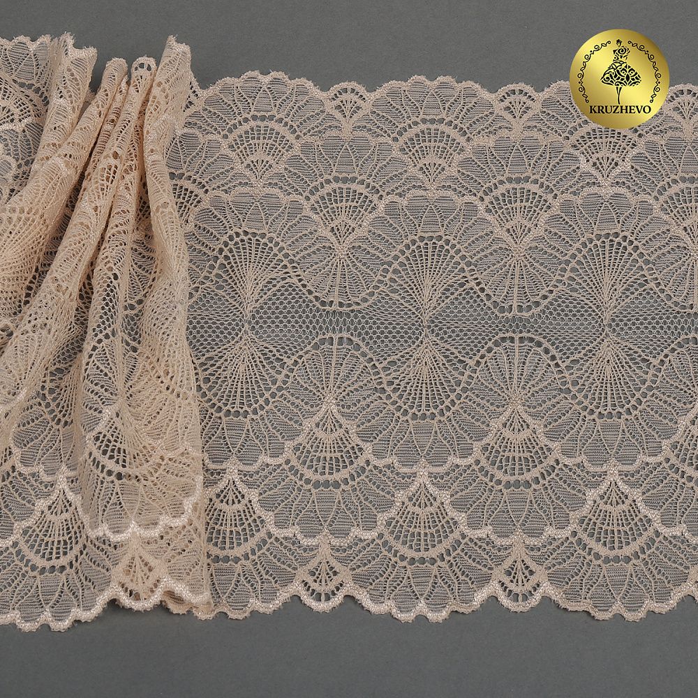 Кружево бельевое эластичное 195 мм / 3 м, 8034 цв.L168 серебристый пион, Kruzhevo