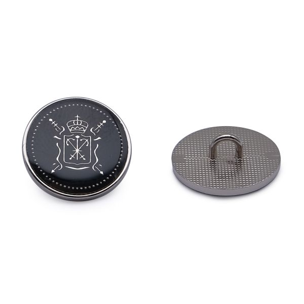 Пуговицы на ножке Герб 32L (20мм), металл (Black/S (черный/серебро)), ME-657, 36 шт