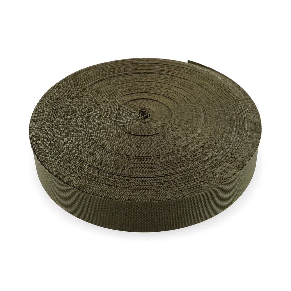 Стропа (ременная лента) 40 мм / 50 метров, толщ. 1.0 мм, [26.3 г/пог.м], 100% п/э, 113 оливковый, С762