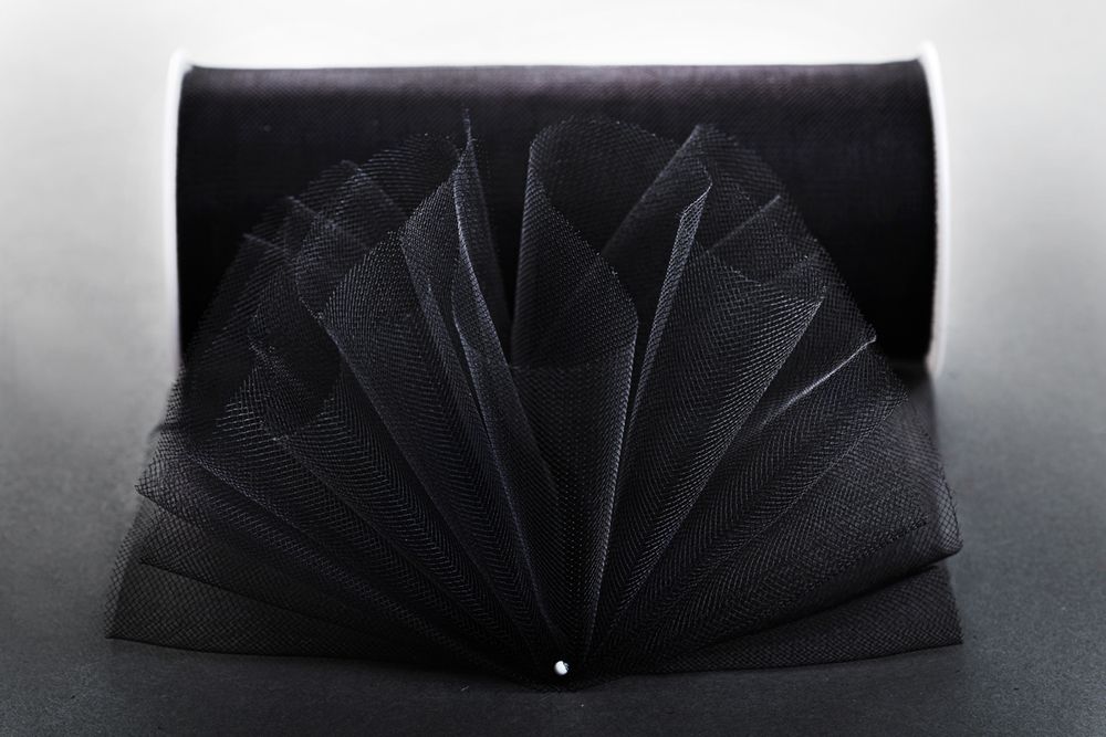 Фатин на шпульке средней жесткости, 100% нейлон, 150 мм, 02 черный, 22,86м, Gamma FTN/R