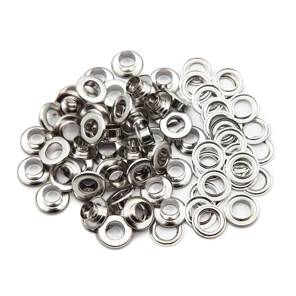 Люверсы металл ⌀_8.0 мм (внутр.), латунь, цв.никель плоский, 50 шт, BIG