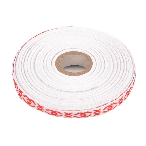 Лента (тесьма) жаккардовая 10.0 мм / 25±1 метров, Орнамент для северных народов, рис 9737 красный, Gamma C3853 (C3752)