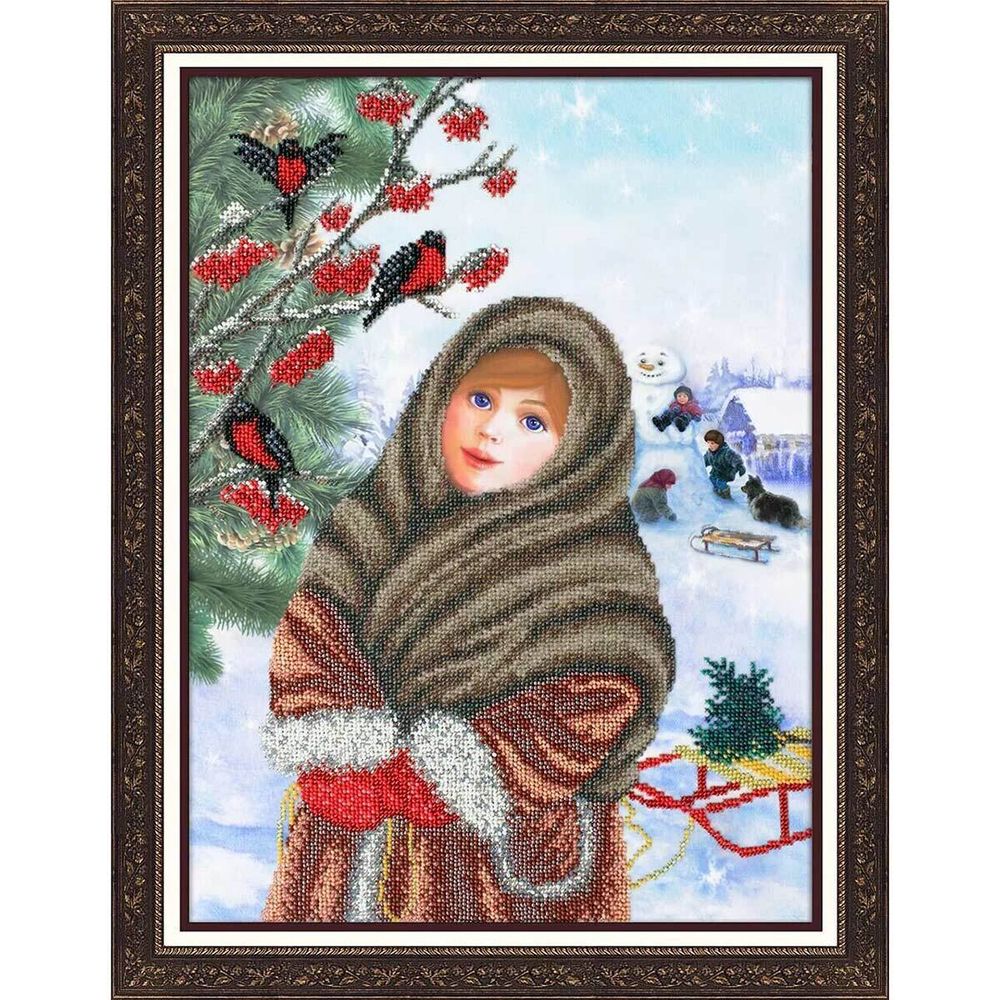 Набор для вышивания бисером Паутинка, На зимней опушке 30х40см