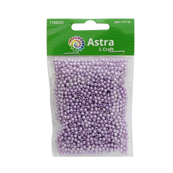 Бусины пластик (жемчуг) ⌀3 мм, 20 г, Astra&Craft, 017 NL сиреневый