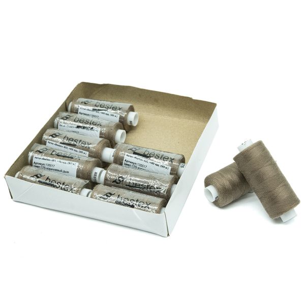 Нитки швейные бытовые Bestex 40/2, 365 м (400 ярд) / 10 кат., 175 коричневый дым