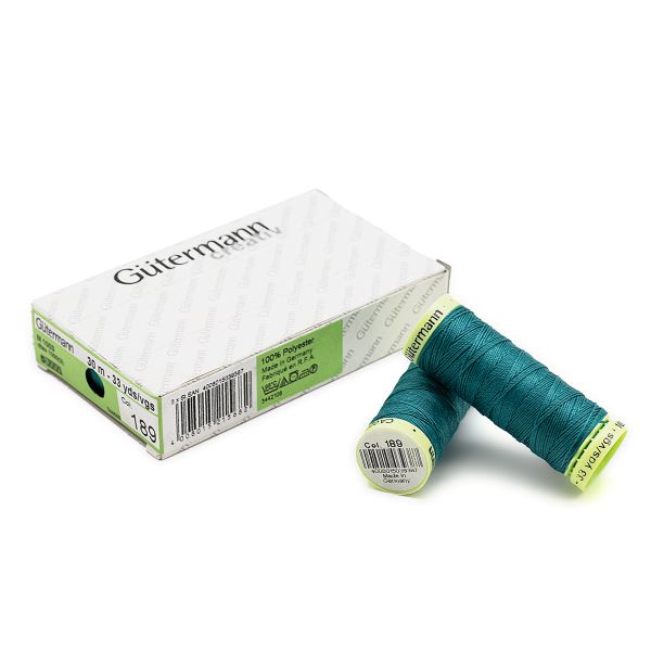 Нитки отделочные Gutermann Top Stitch, 30м, 189 зеленая бирюза, 5 катушек