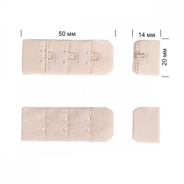 Застежки для бюстгальтера текстильные 3х1, 19 мм, 10 шт, S185 серебристый пион
