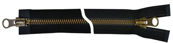 Молния трактор YKK Metalux Т5 (5 мм) 2 зам., разъем., античное золото, 75 см, под металл, 580 gold 75, уп.10 шт