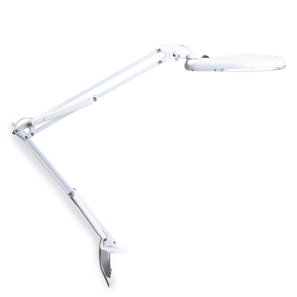 Лупа с подсветкой, с приспособлением для крепления, с линзой, белый, 120 мм