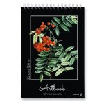 Артбук (скетчбук), блок черный, жесткая подложка, 120 г/м², 230х330 мм, на гребне 20 л. 2 шт, Рябина 01952, Светоч А310