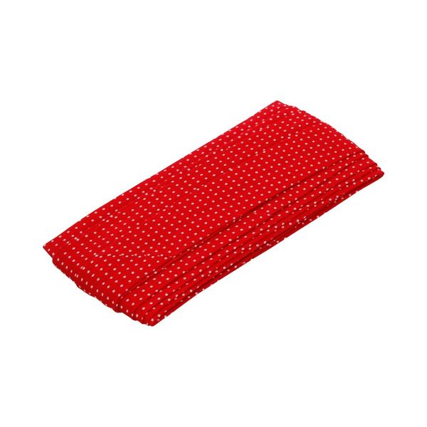 Косая бейка хлопковая 20 мм / 5 шт по 5.4 метра, №065P красный/белый горох, Gamma GBF-20