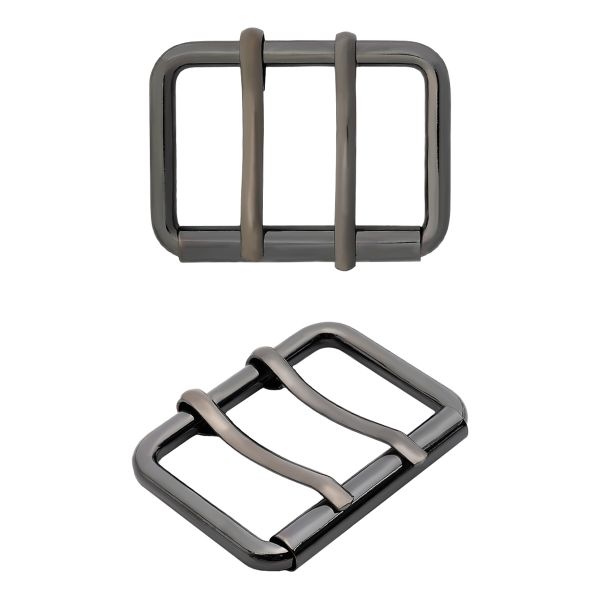 Пряжка прямоугольная 45 мм, с двумя язычками, металл (Pewter олово (черный никель)), МТ_1864, 6 шт