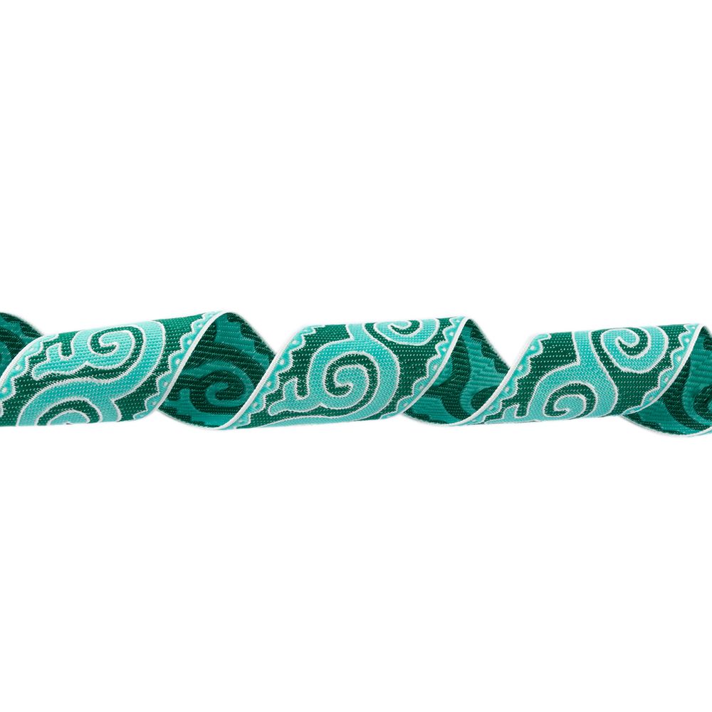 Лента (тесьма) жаккардовая 50.0 мм, / 25 метров, Орнамент для северных народов, рис 9605 белый/тополевый/зеленый, Gamma С3775