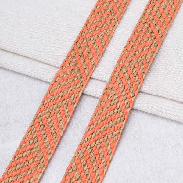 Стропа (ременная лента) 35 мм / 45.72 метра, [23.33 г/пог.м], с принтом, ZH824 красный/коричневый, 3Al295