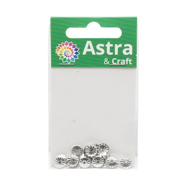 Шапочка для бусин, 5мм 50 шт в упак, Астра, Серебро