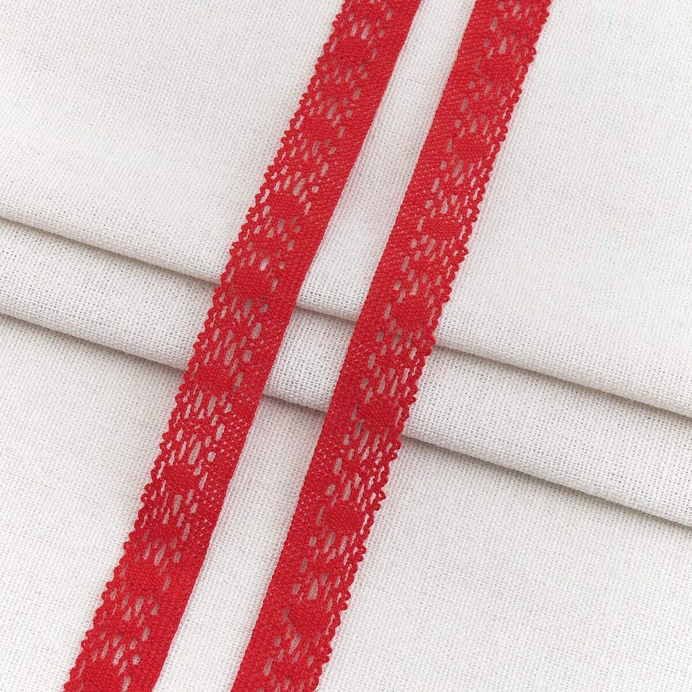 Тесьма отделочная 16 мм / 18.2 метра, А7173 хлопок, вязаная, красный, 21208