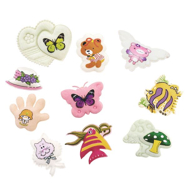 Аппликации пришивные объемные от 2х3 см до 5х4 см Ассорти, 10 шт