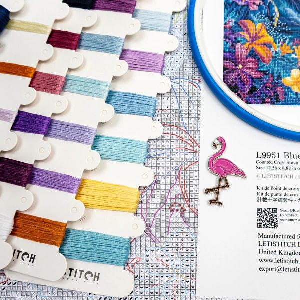 Набор для вышивания нитками LetiStitch L9951, Голубой мираж 32х22см