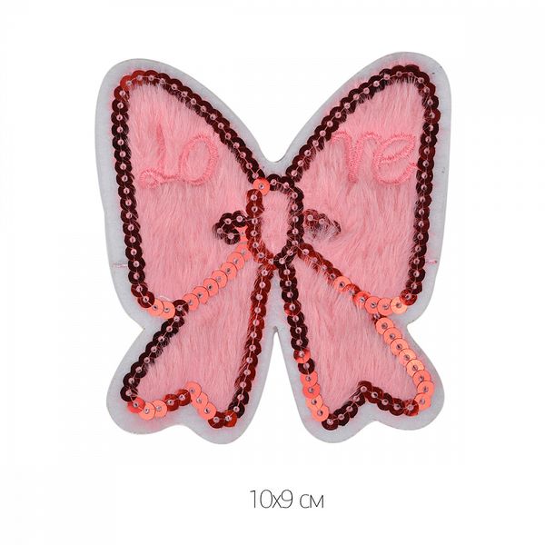 Термоаппликация Бантик розовый 10х9см, 10 шт