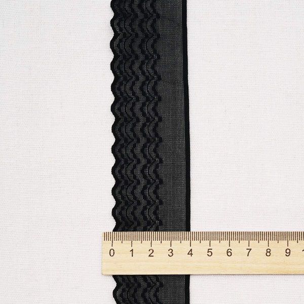 Кружево эластичное (стрейч) 40 мм / 13.72 метра, черный, 3AR3783
