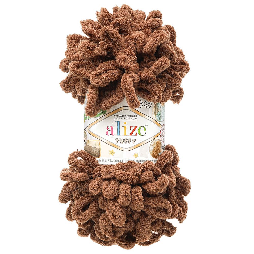 Пряжа Alize (Ализе) Puffy / уп.5 мот. по 100 г, 9м, 493 темно-коричневый