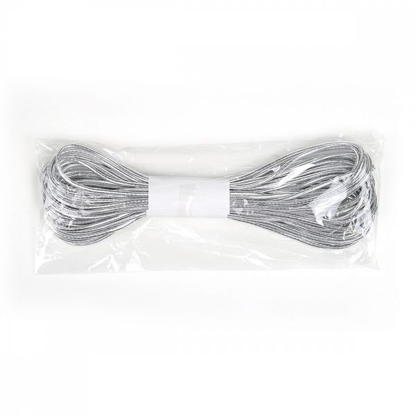 Резинка шляпная (шнур эластичный) ⌀3.0 мм / 10±0.5 метров, цв.серебро