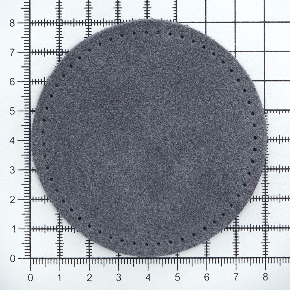 Заплатки пришивные из замши, круг ⌀8см с перфорацией, 2 шт, 100% кожа, 26 серый, 59121