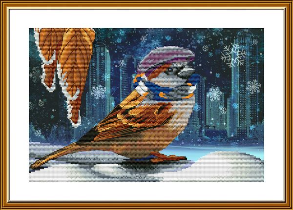 Набор для вышивания нитками Нова Слобода, Утеплился! Жду! 19х29 см