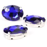 Хрустальные стразы в цапах овальной формы, сапфир 13х18 мм, 3 шт., ОЦ011НН1318