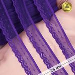 Кружево эластичное (стрейч) 25 мм, 8028, цв.A0507 фиолетовый неон уп.50м, Kruzhevo