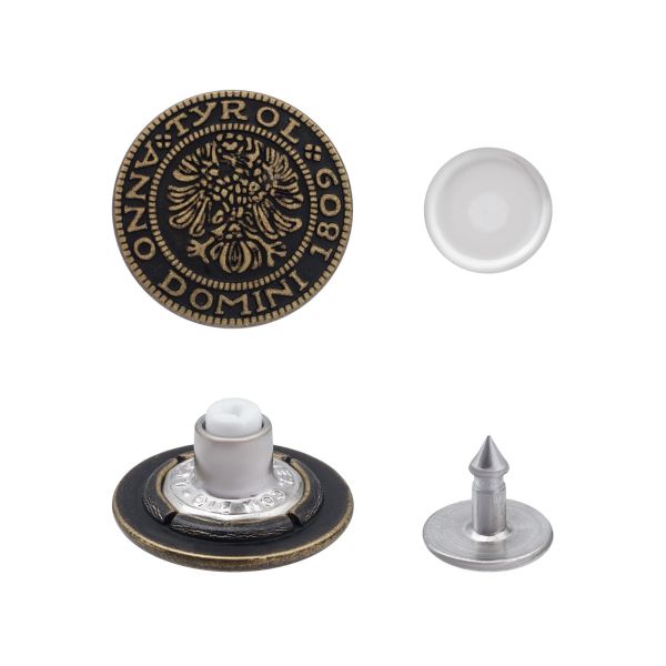 Пуговицы джинсовые ⌀20 мм, фиксированная ножка, Герб, латунь, 20 шт, 64342, BIG