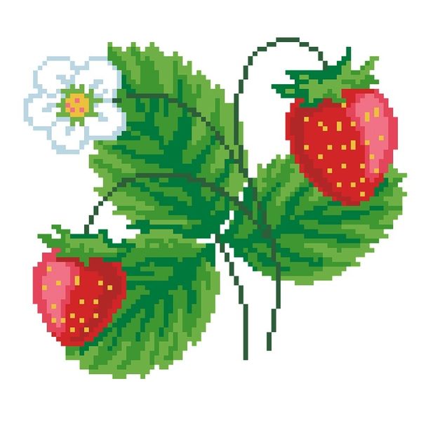 Набор для вышивания нитками Нитекс, Земляника 22х22 см