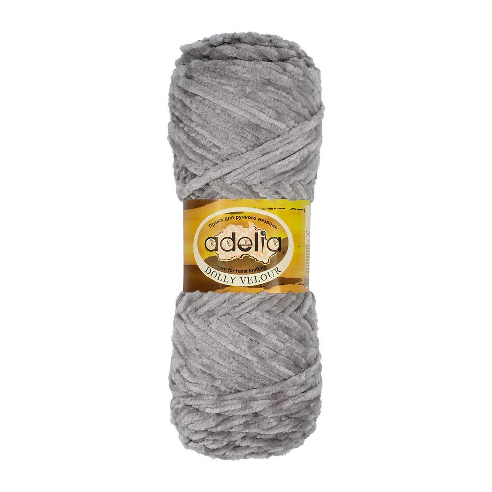 Пряжа Adelia Dolly Velour / уп.5 мот. по 100г, 93м, 10 серый