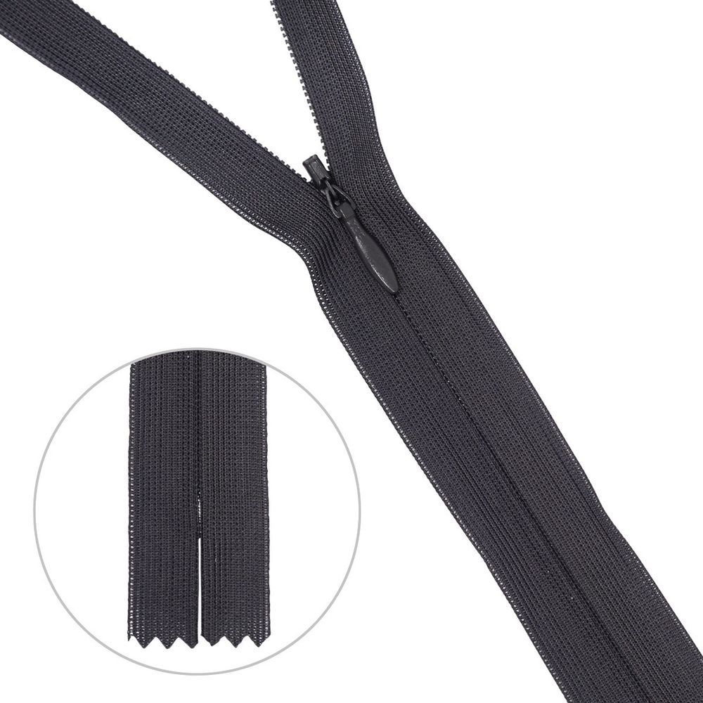 Молния потайная (скрытая) Т3 (3 мм) 1 зам., н/раз., 20 см, т.серый, 31218 / 20, 10 шт