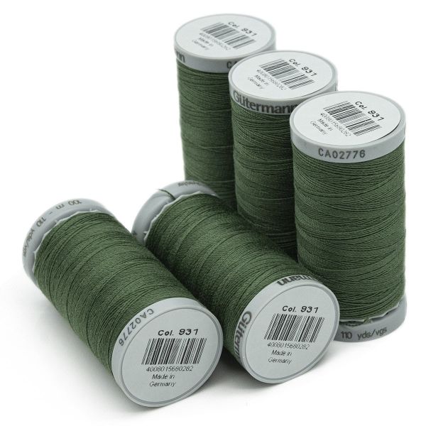 Нитки суперкрепкие Gutermann Extra Strong M782, 100м, 931 зеленый мох, 5 катушек