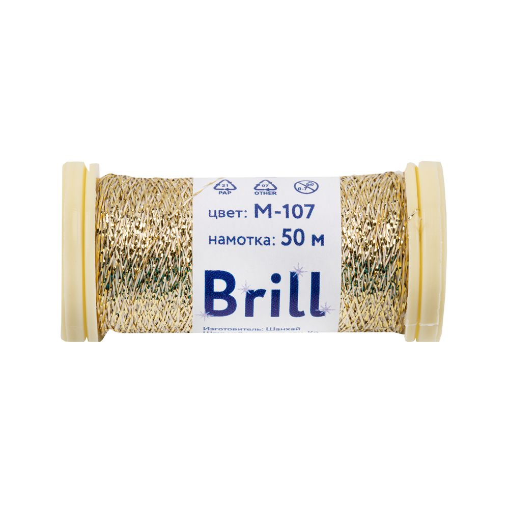Мулине Gamma металлик M 5 мотков по 50 метров, M-107 золотистый, Gamma BRILL