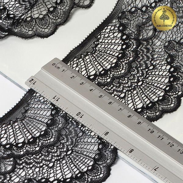 Кружево эластичное (стрейч) 100 мм, 30239/N, цв.170 черный уп.25м, Kruzhevo