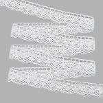 Кружево вязаное (тесьма) хлопковое 32 мм / 25 метров, одностор. (белый)