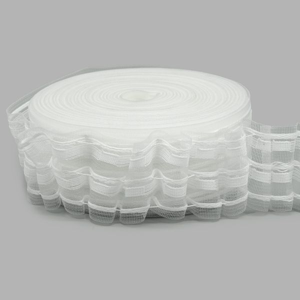 Лента (тесьма) шторная: сборка параллельная (1:2.5) 59 мм / 50 метров, равномерная