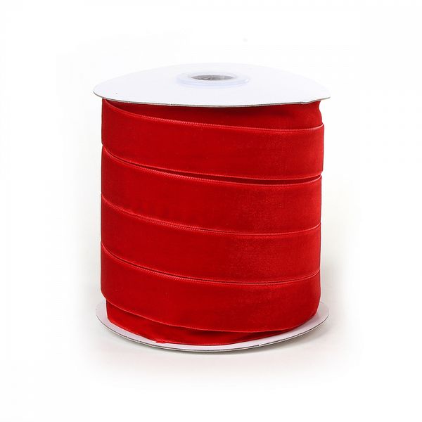 Лента бархатная (тесьма) 20.0 мм / 22.86±1 метров, арт.20VR42 нейлон цв.т.красный