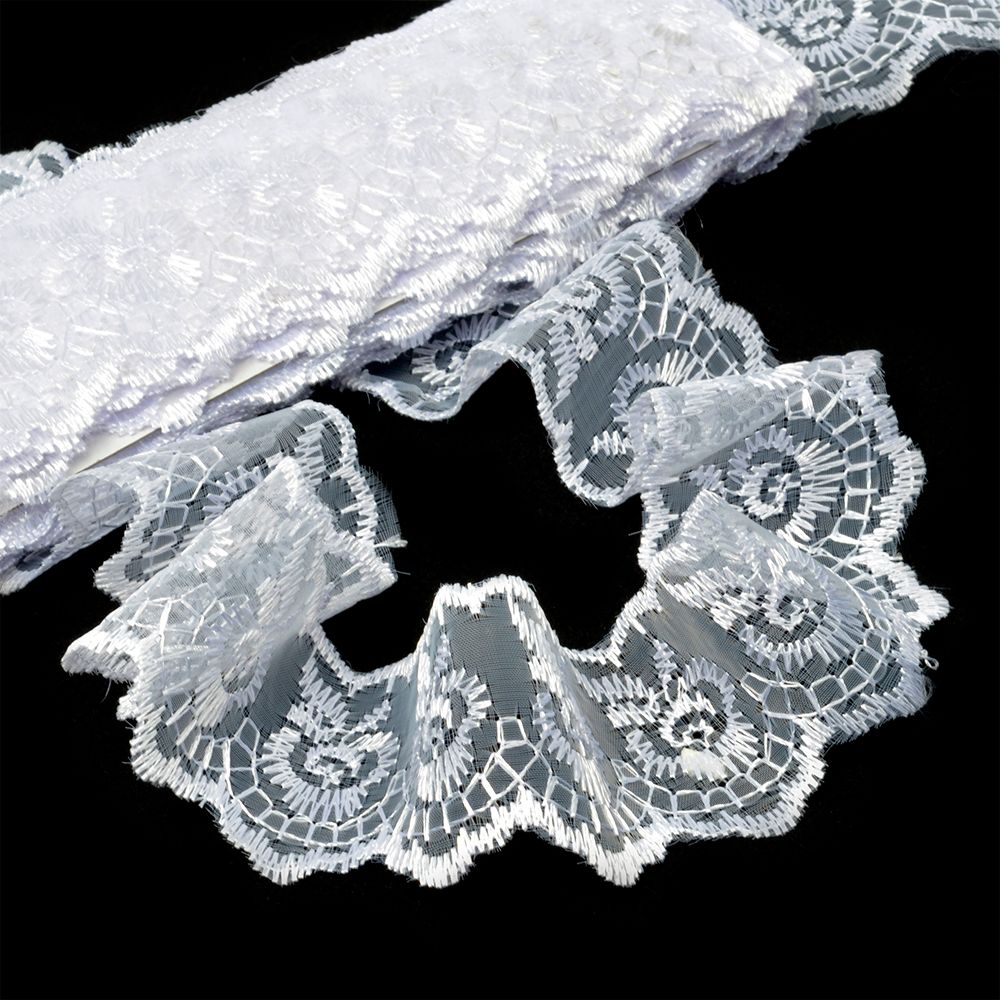 Кружево капроновое 45 мм / 9.14 м, TBS.30010 цв.001 белый, Kruzhevo