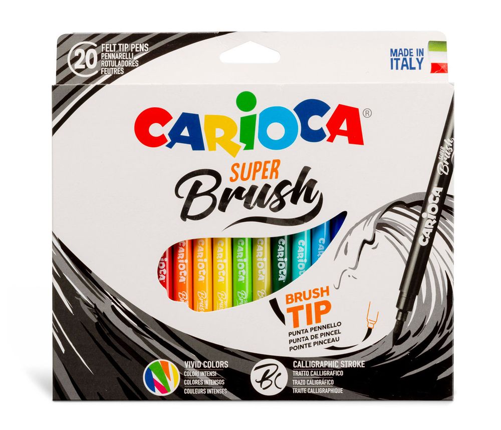 Фломастеры Carioca Super-brush, наконечник-кисть 20 цв 42968