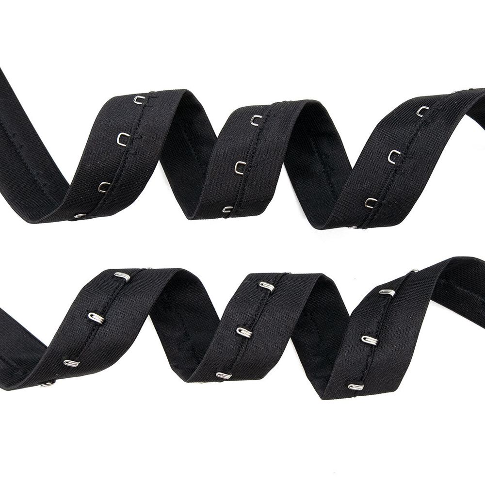 Застежки для бюстгальтера текстильные на ленте (1 ряд) 25 мм / 45.7 метра, шаг 15 мм, 01 черные