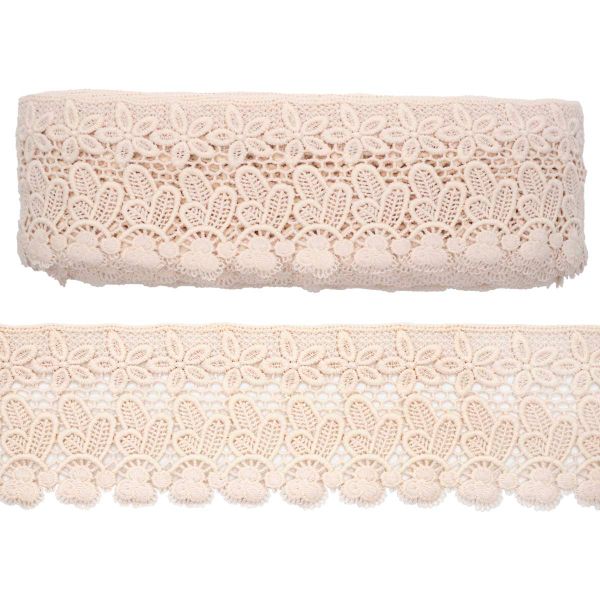 Кружево гипюр (плетёное) 90 мм, матовая нить, NN236 молочный, 13.72 м