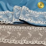 Кружево на сетке широкое 120 мм, цв.W0115 молочный, уп.13.7м, Kruzhevo