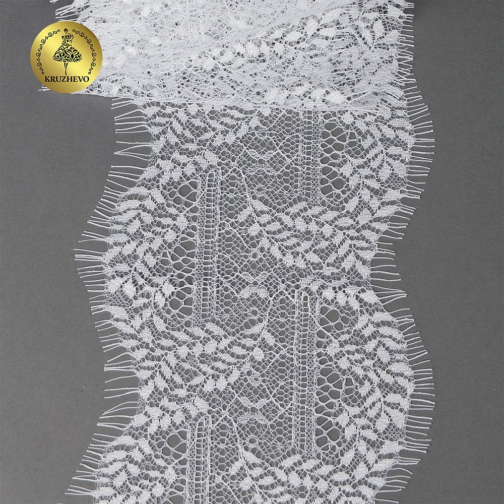 Кружево шантильи (реснички) 120 мм, цв.1 белый, 3 метра, Kruzhevo