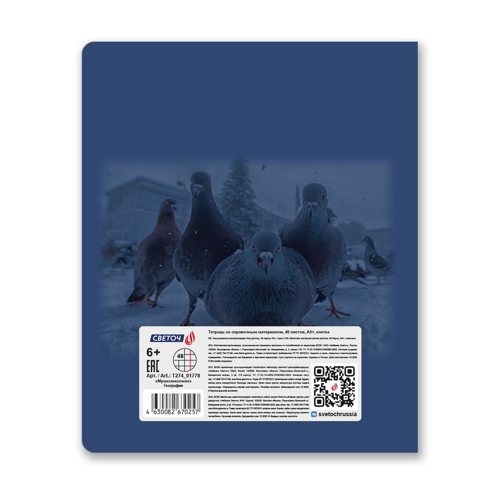 Тетрадь со справочным материалом Мраксимализм, A5 48 л. на скобе 60 г/м², белизна 90% 10 шт клетка, 01778 Мраксимализм География, Светоч Т274
