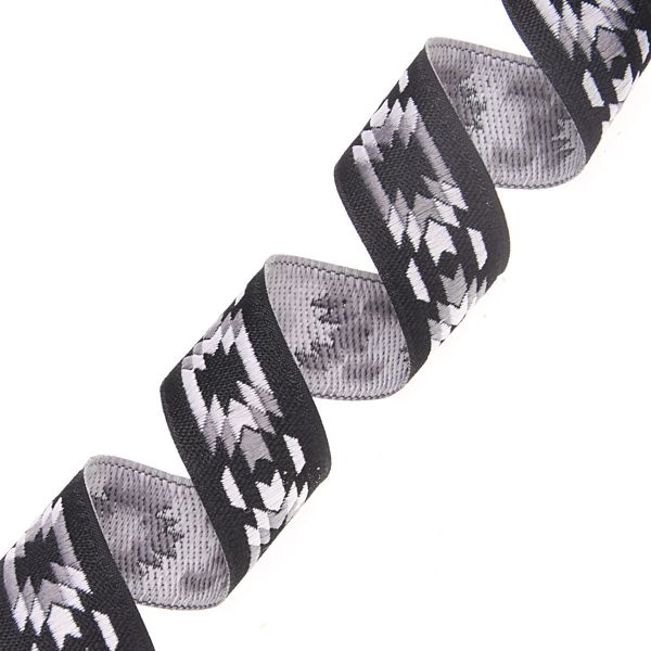 Лента (тесьма) жаккардовая 20.0 мм / 10±0.5 метров, Геометрический орнамент 20279 V3 черный/серый