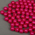 Бусины пластик (перламутр) ⌀10 мм, цв.014 малина, уп.50г (96 шт), Magic4Hobby