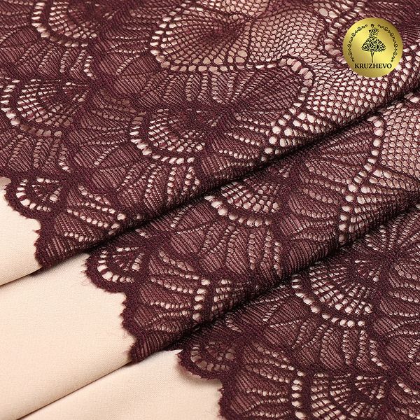 Кружево бельевое эластичное 195 мм / 3 м, 8034 цв.L076 сливовое вино, Kruzhevo